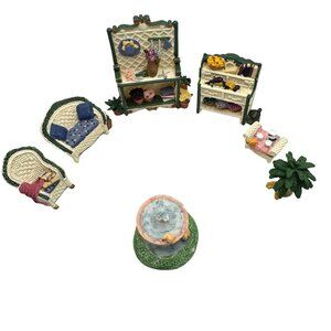 Avon Vtg Victorian Memories Collection Miniature Terrace Set Furniture Bonus Pc